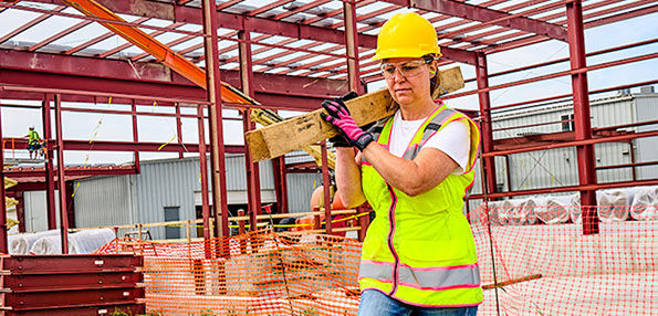 Person On Construction Site Wearing J.J. Keller SAFEGEAR PPE In Women's Sizing