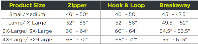How to find your vest size chart